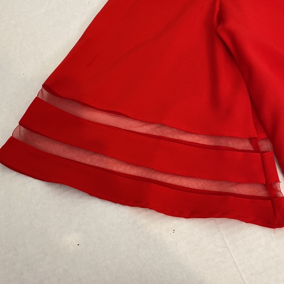 Roskiki, size Medium, red, woman’s summer illusional sleeve top. - Picture 3 of 4